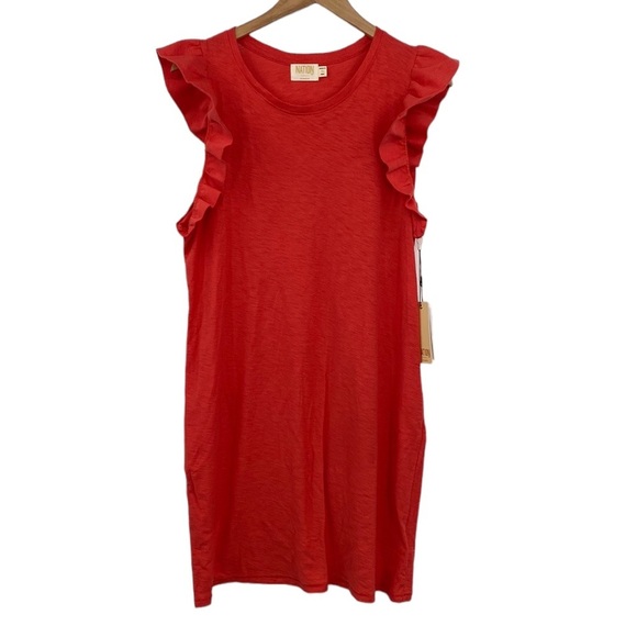 Nation LTD Womens Dress‎ Womens XL Cadence Orange Elliott Fusion Ruffled - Picture 1 of 11